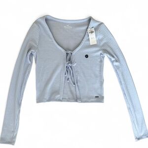 hollister light blue tie-front cardigan